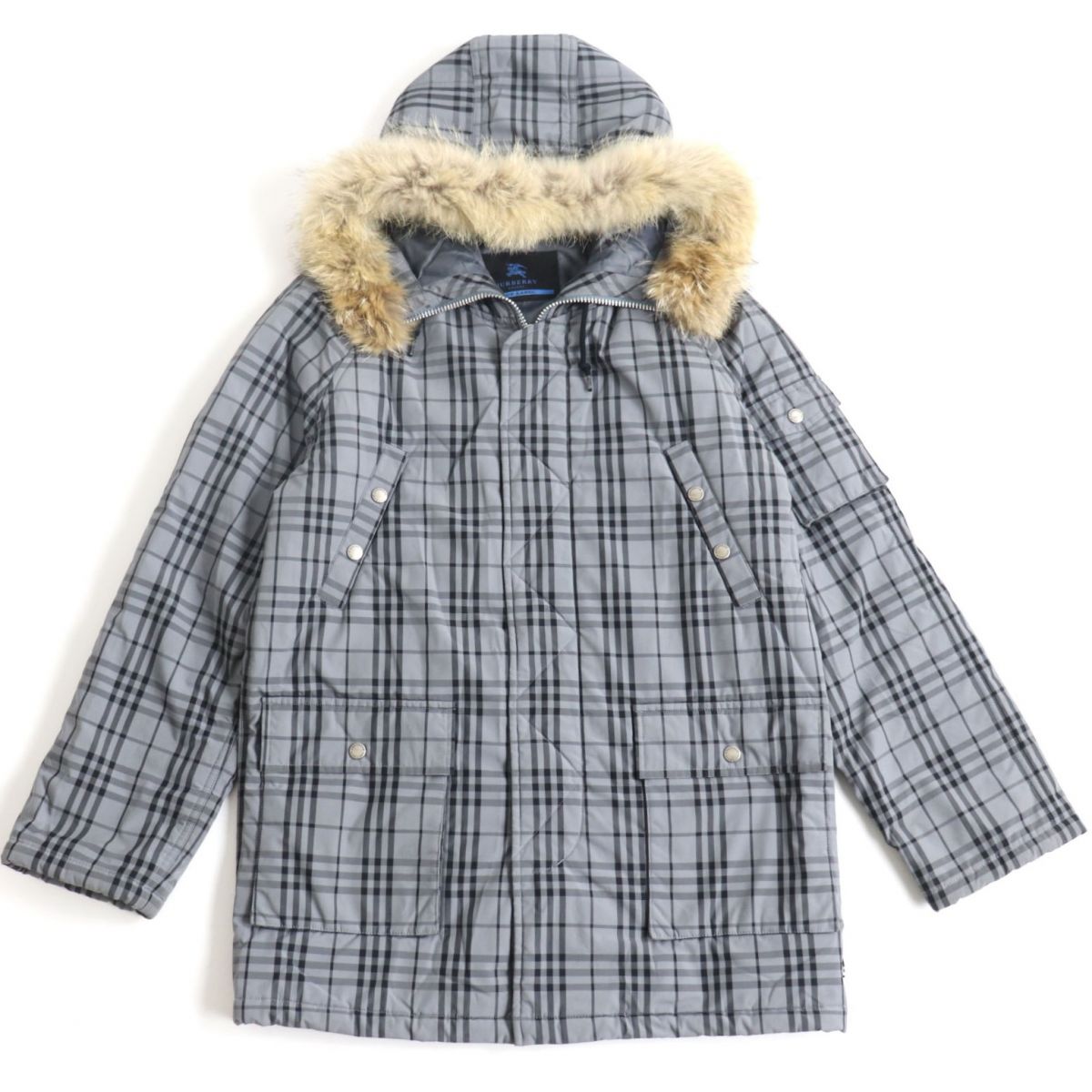 Burberry Blue Label Check Coyote Fur Coat M