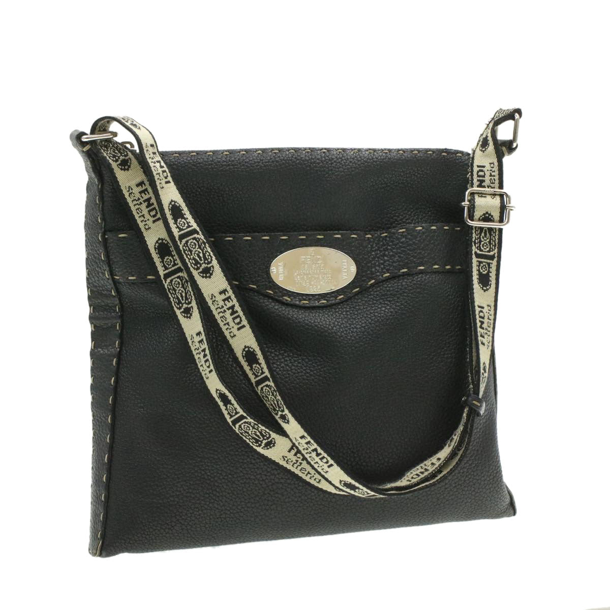 FENDI Shoulder Bag Leather Black rd1013