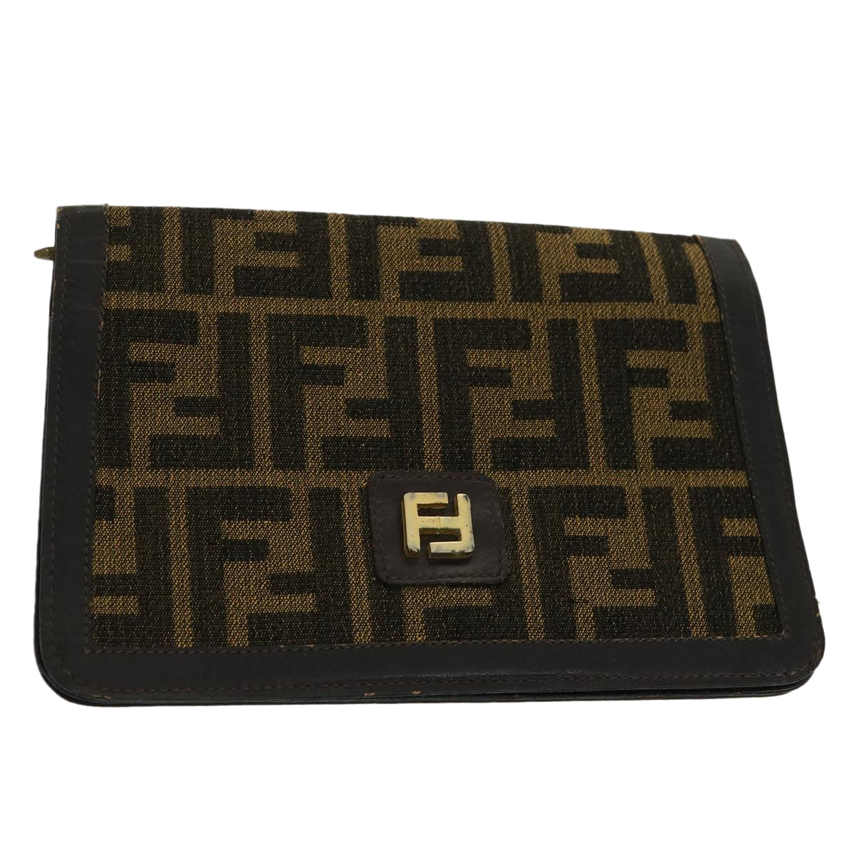 FENDI Zucca Canvas Wallet Brown Black rd2162
