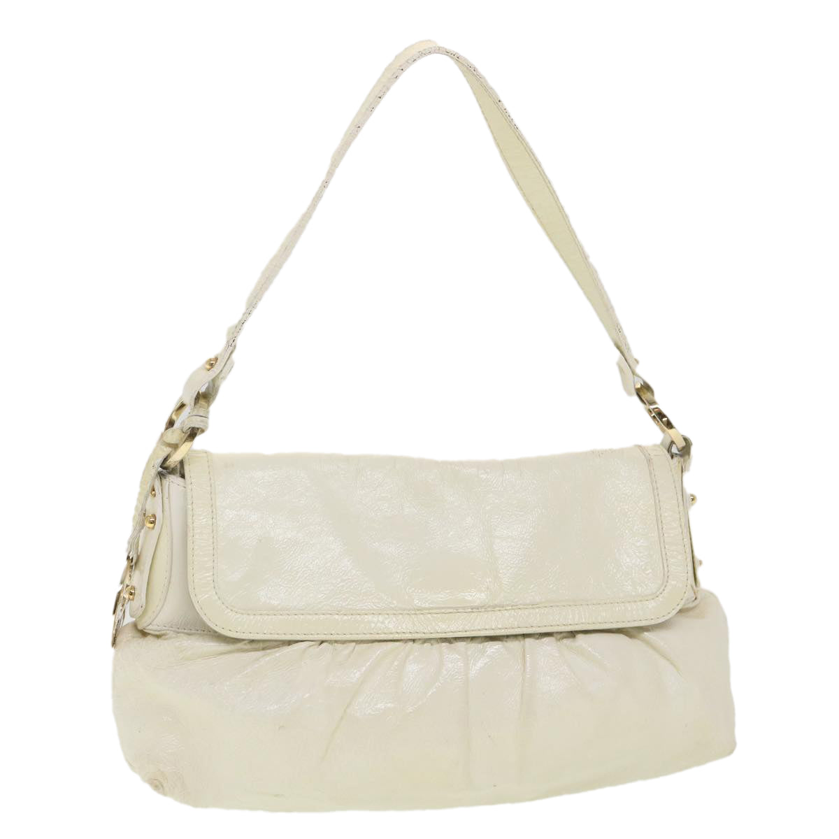 FENDI Shoulder Bag Leather White rd4343