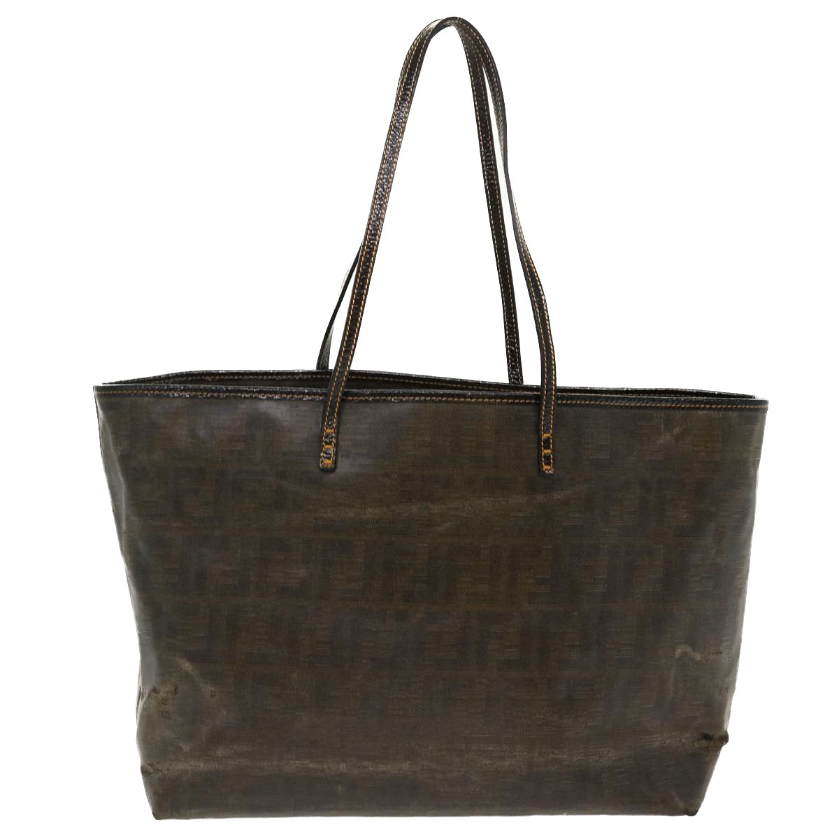 FENDI Zucca Canvas Tote Bag Coated Canvas Brown Yellow rd4550