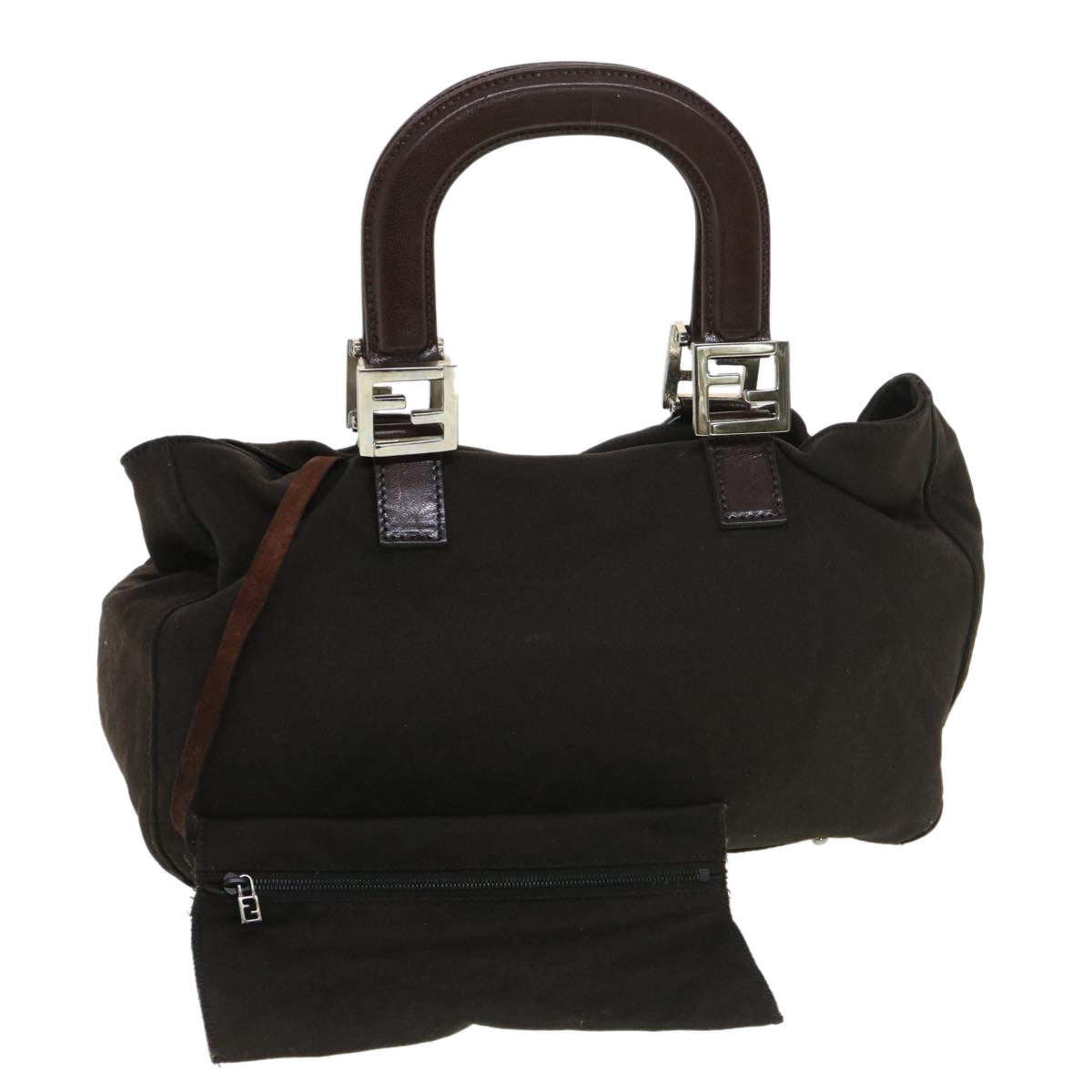 FENDI Hand Bag Nylon Brown rd4558