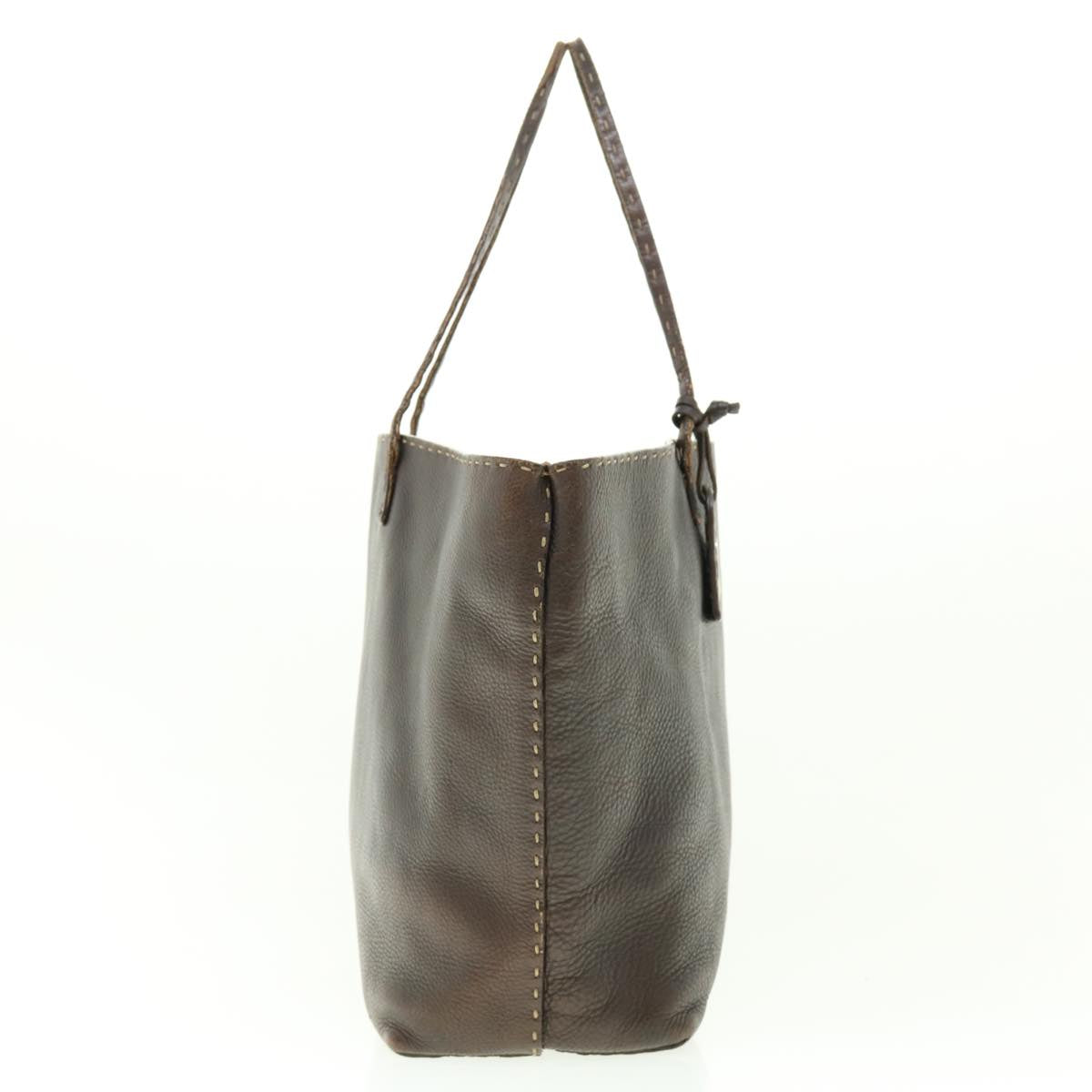 FENDI Tote Bag Leather Brown rd4683