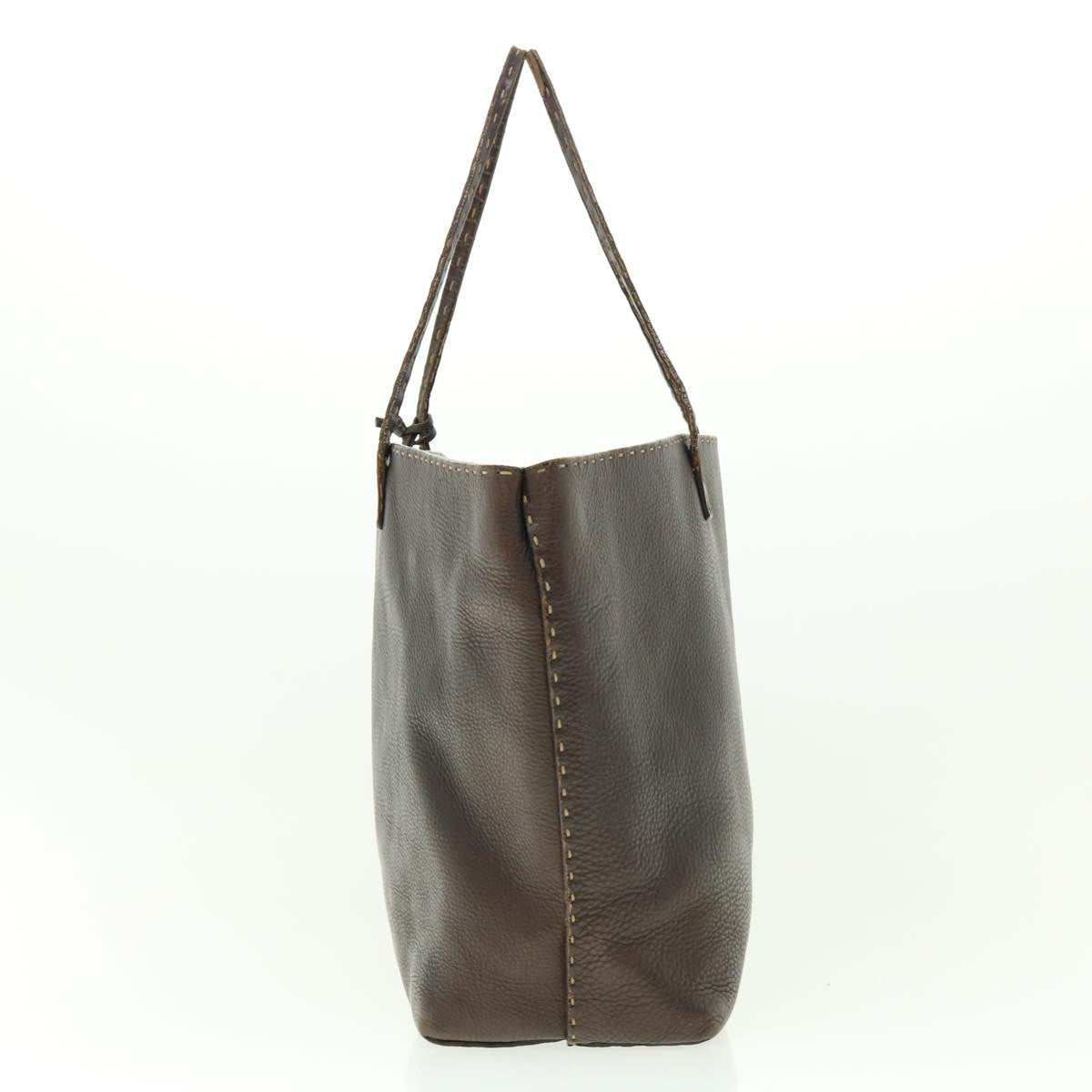 FENDI Tote Bag Leather Brown rd4683