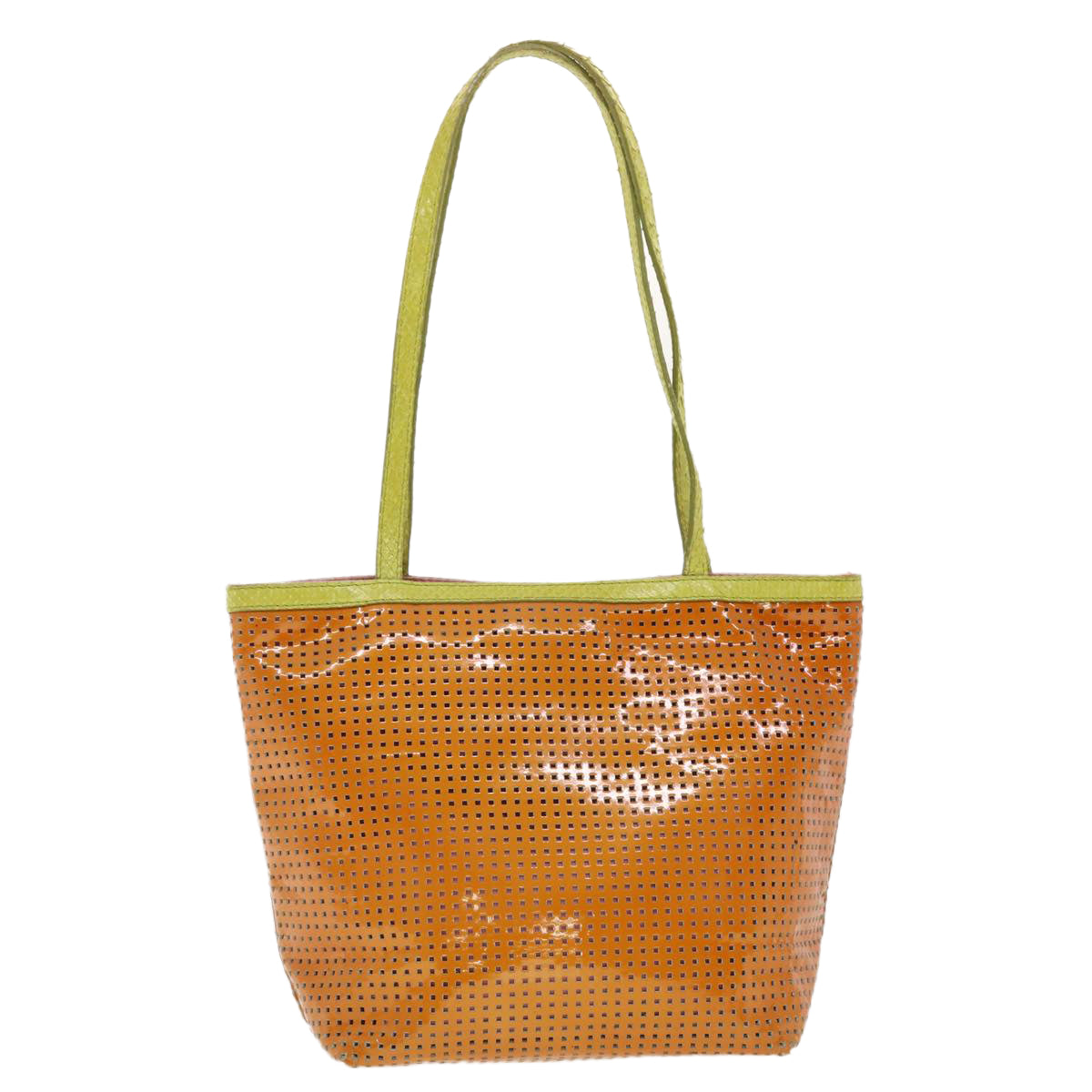 FENDI punching Tote Bag Patent leather Orange 2813-26731-008 rd4723