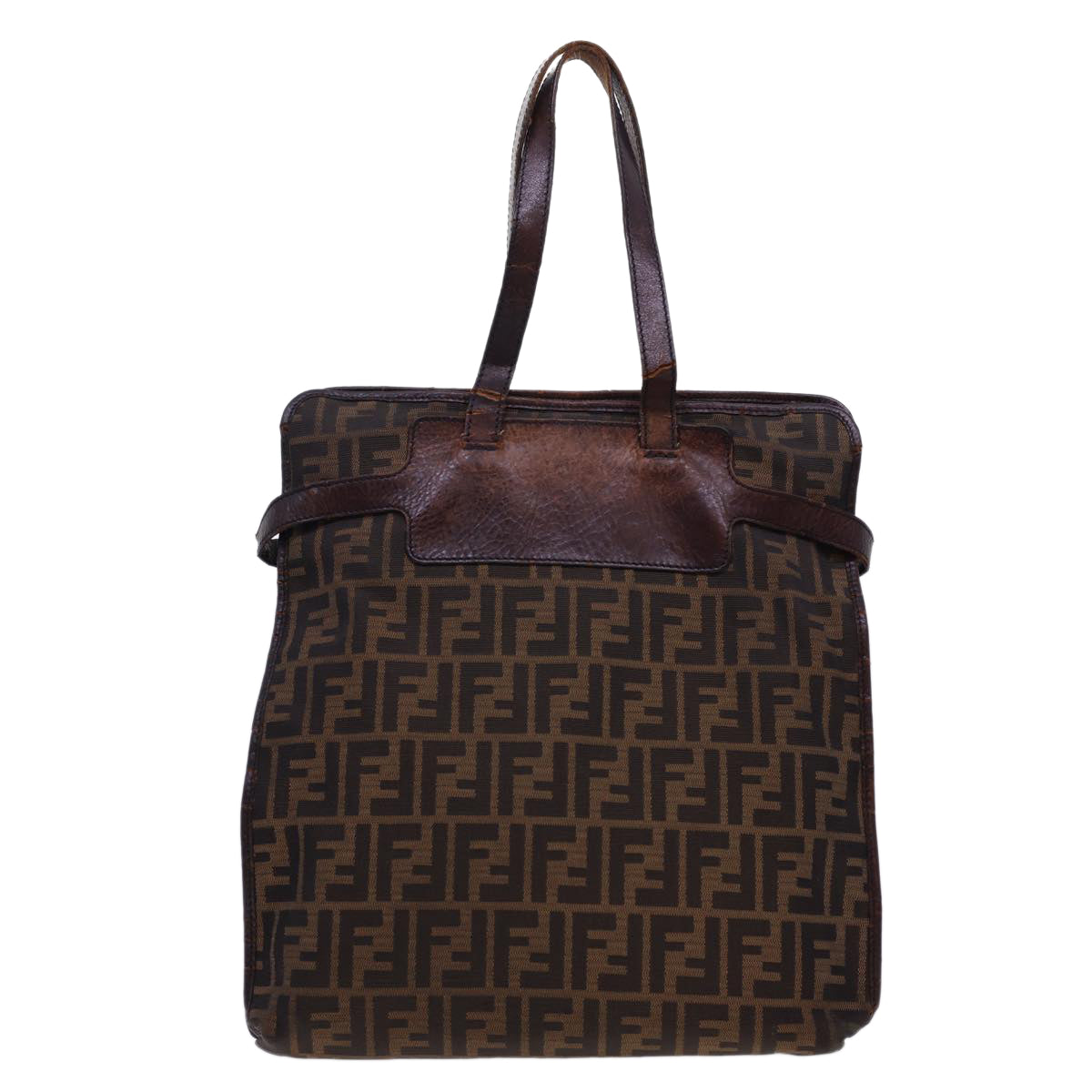 FENDI Zucca Canvas Tote Bag Nylon Brown Black rd4786