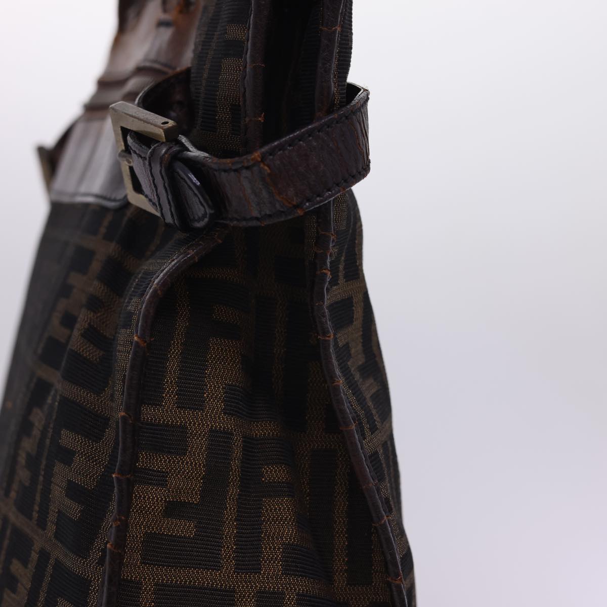 FENDI Zucca Canvas Tote Bag Nylon Brown Black rd4786