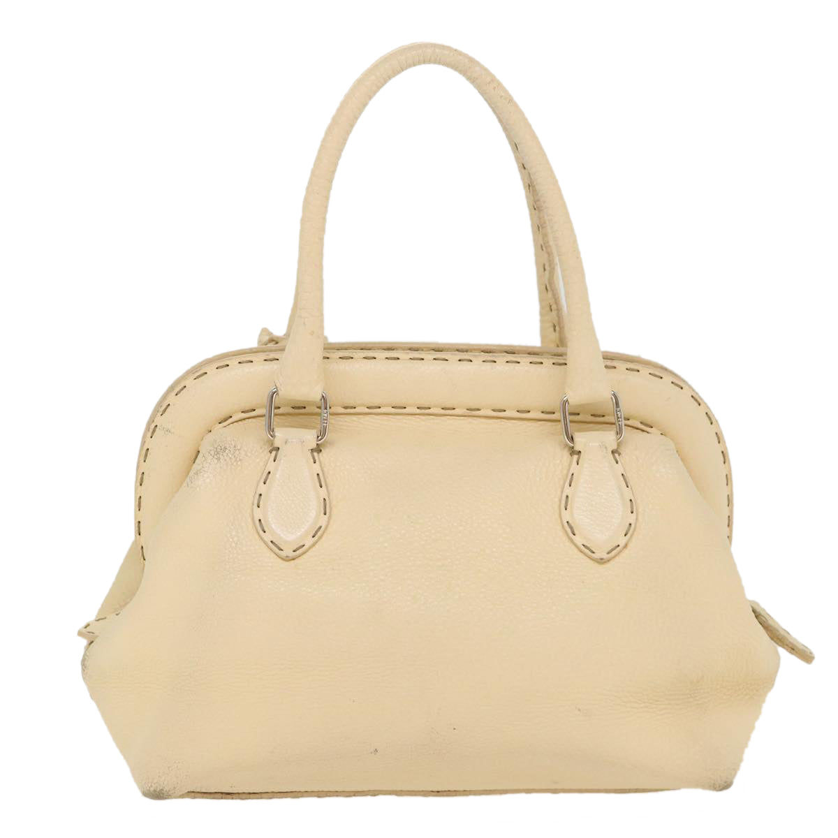 FENDI Celeria Hand Bag Leather Beige rd4791