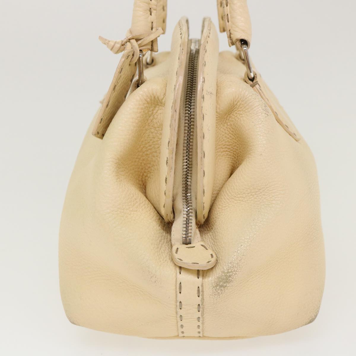 FENDI Celeria Hand Bag Leather Beige rd4791