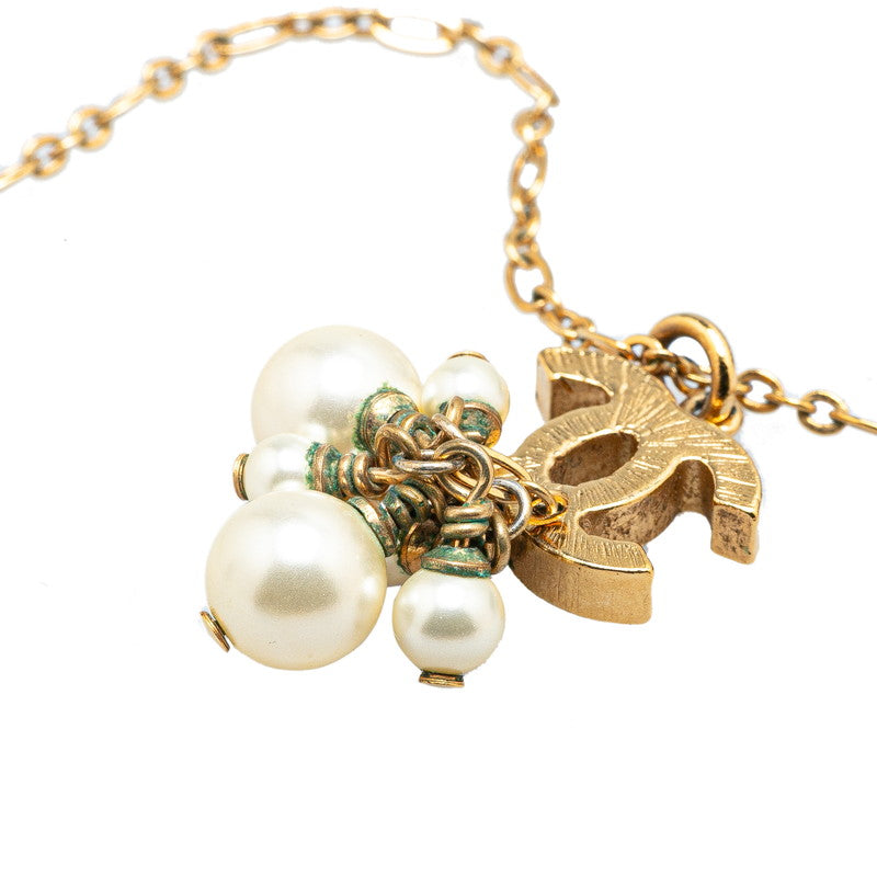 Chanel Coco Mark Necklace Gold Plated Faux Pearl
