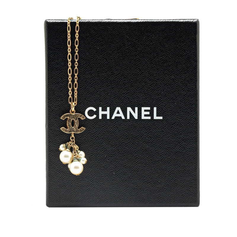 Chanel Coco Mark Necklace Gold Plated Faux Pearl