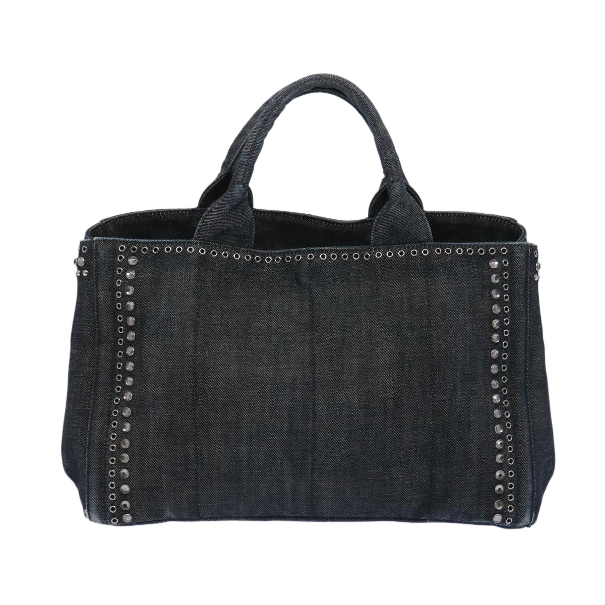 PRADA Bijoux Canapa MM Hand Bag Denim Black tb1039