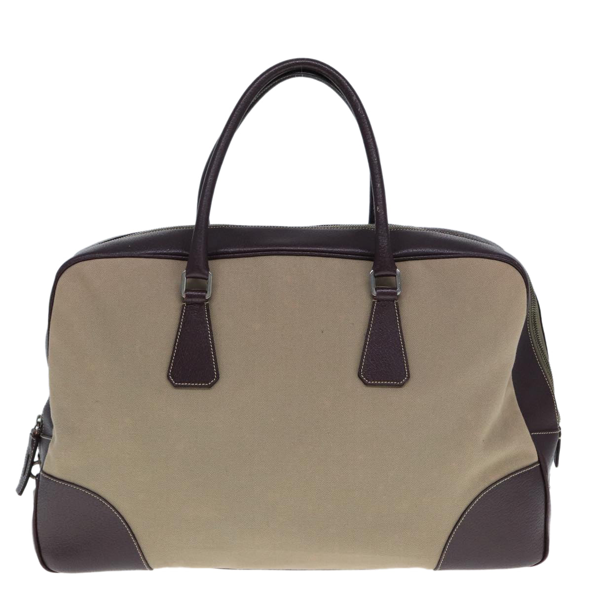 PRADA Hand Bag Canvas Beige tb1111