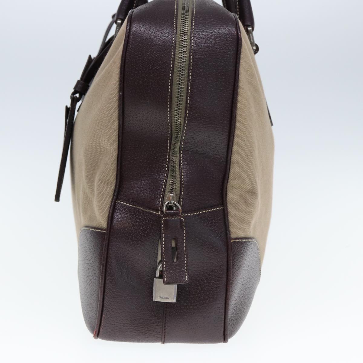 PRADA Hand Bag Canvas Beige tb1111