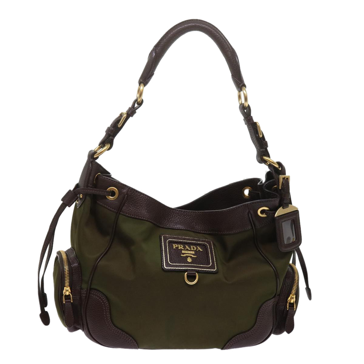 PRADA Shoulder Bag Nylon Khaki tb969
