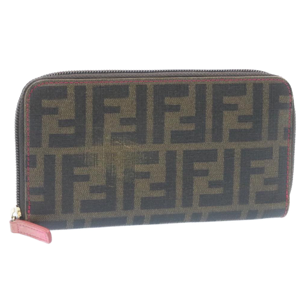 FENDI Zucca Canvas Zip Around Long Wallet Brown th2112