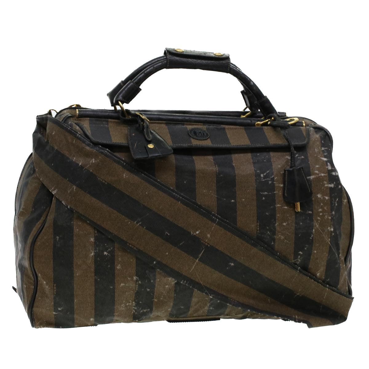 FENDI Pecan Canvas Shoulder Bag 2way Black Brown th3595