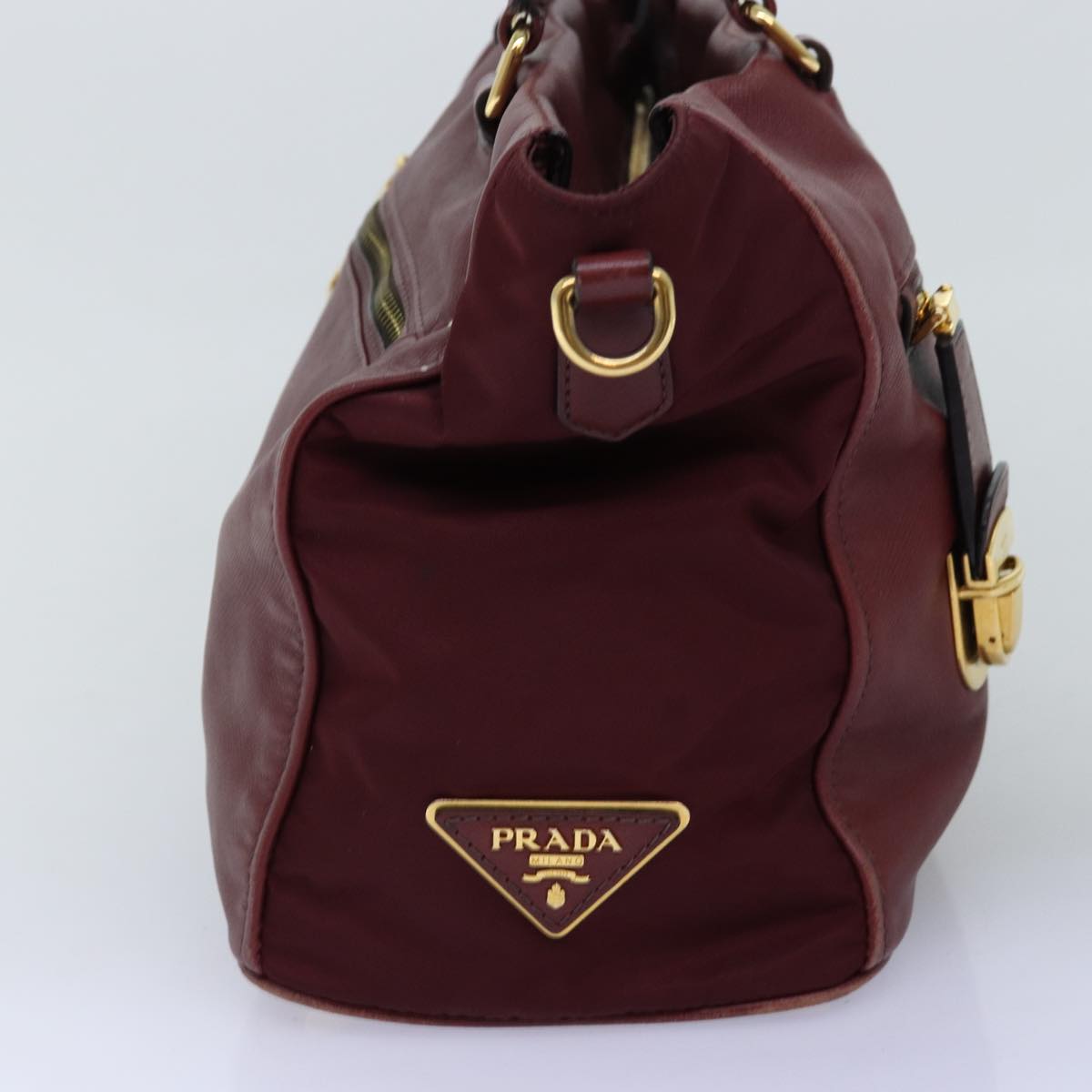 PRADA Hand Bag Leather 2way Red th4865