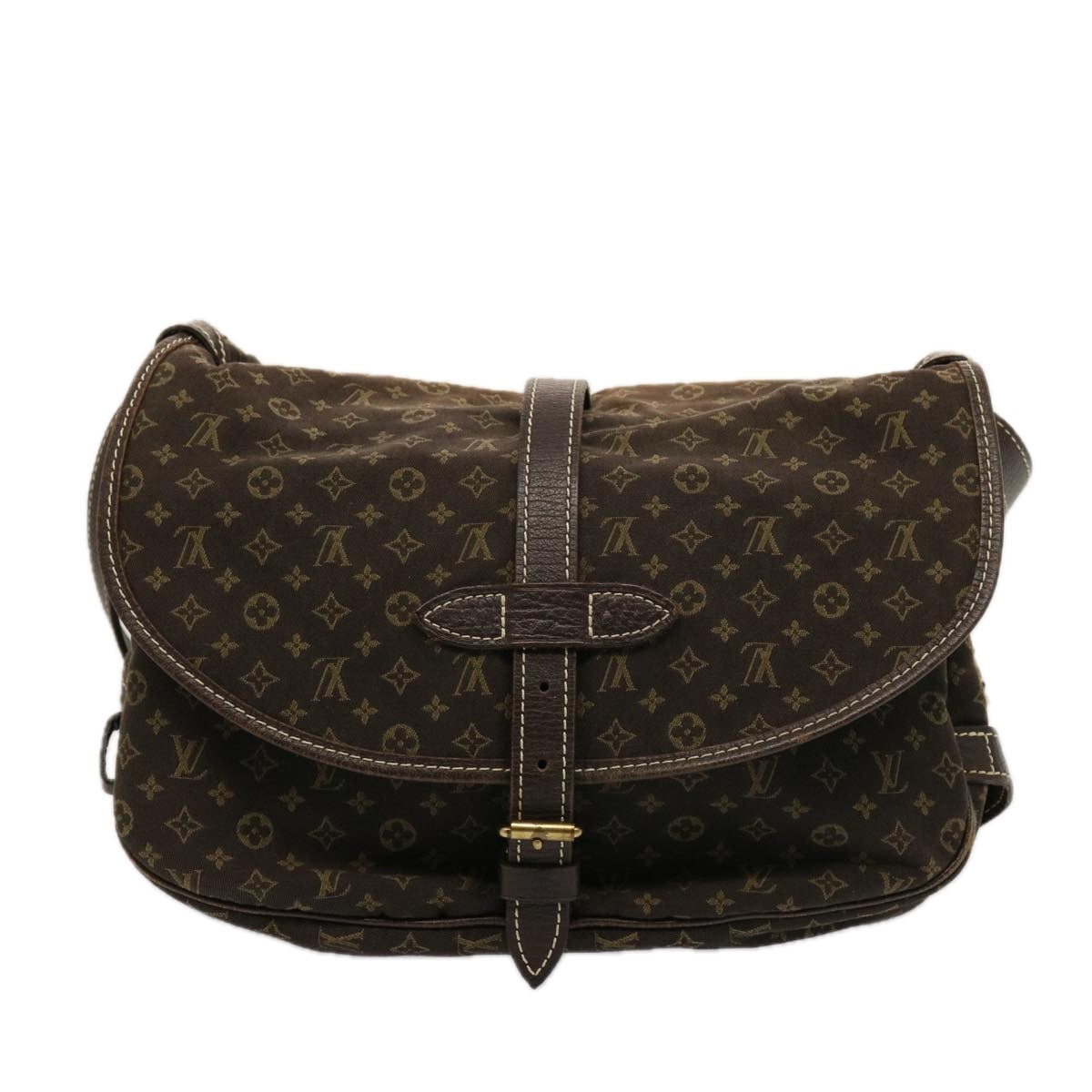 LOUIS VUITTON Monogram Mini Lin Saumur PM Shoulder Bag Ebene M95227 th4927