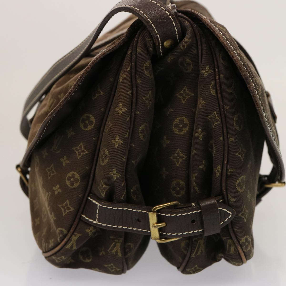 LOUIS VUITTON Monogram Mini Lin Saumur PM Shoulder Bag Ebene M95227 th4927