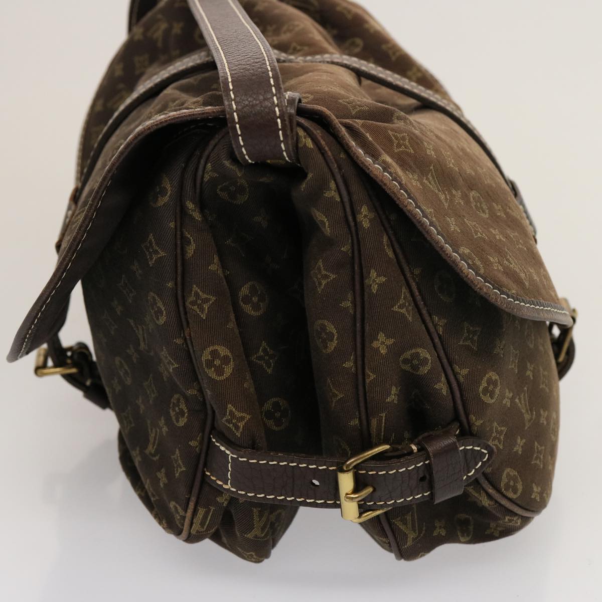 LOUIS VUITTON Monogram Mini Lin Saumur PM Shoulder Bag Ebene M95227 th4927