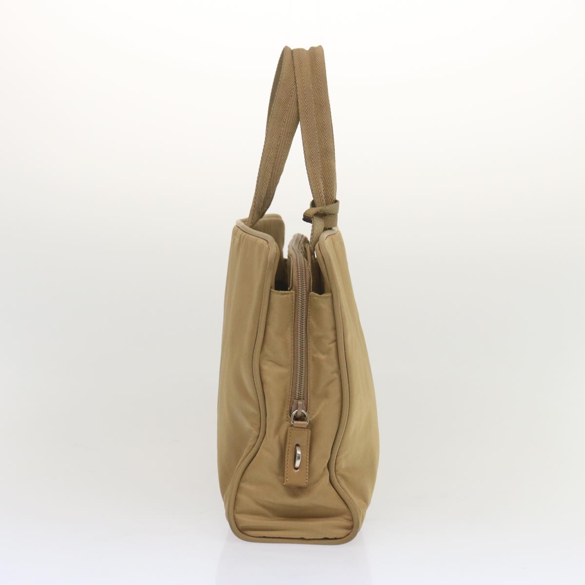 PRADA Hand Bag Nylon Beige ti1597