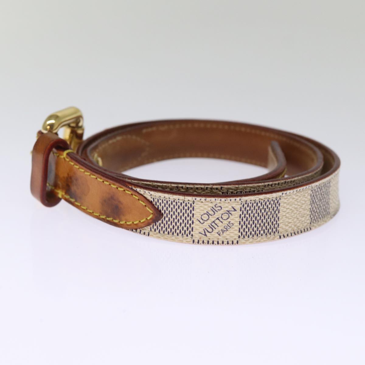 LOUIS VUITTON Damier Azur Ceinture Tresor Belt 36.2"""""""" M9730 LV ti1747