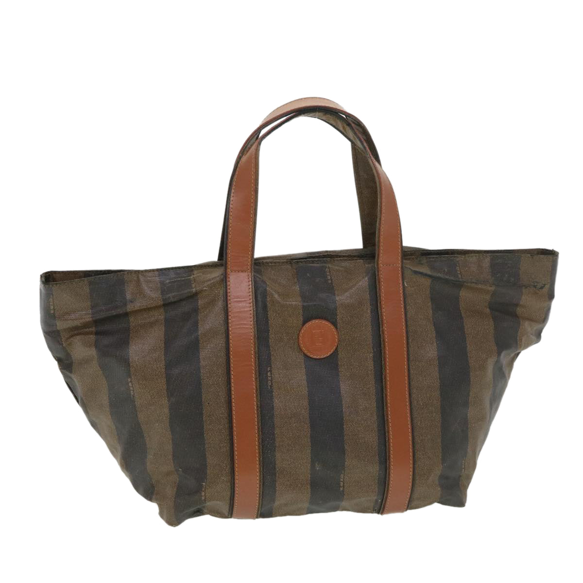 FENDI Pecan Canvas Hand Bag Nylon Black Brown ti988
