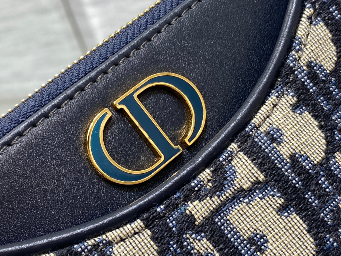 DIOR HOBO AVENUE 21CM BLUE OBLIQUE EMBROIDERY