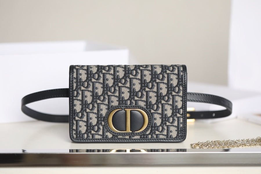 DIOR 30 MONTAIGNE 19CM BLUE OBLIQUE EMBROIDERY