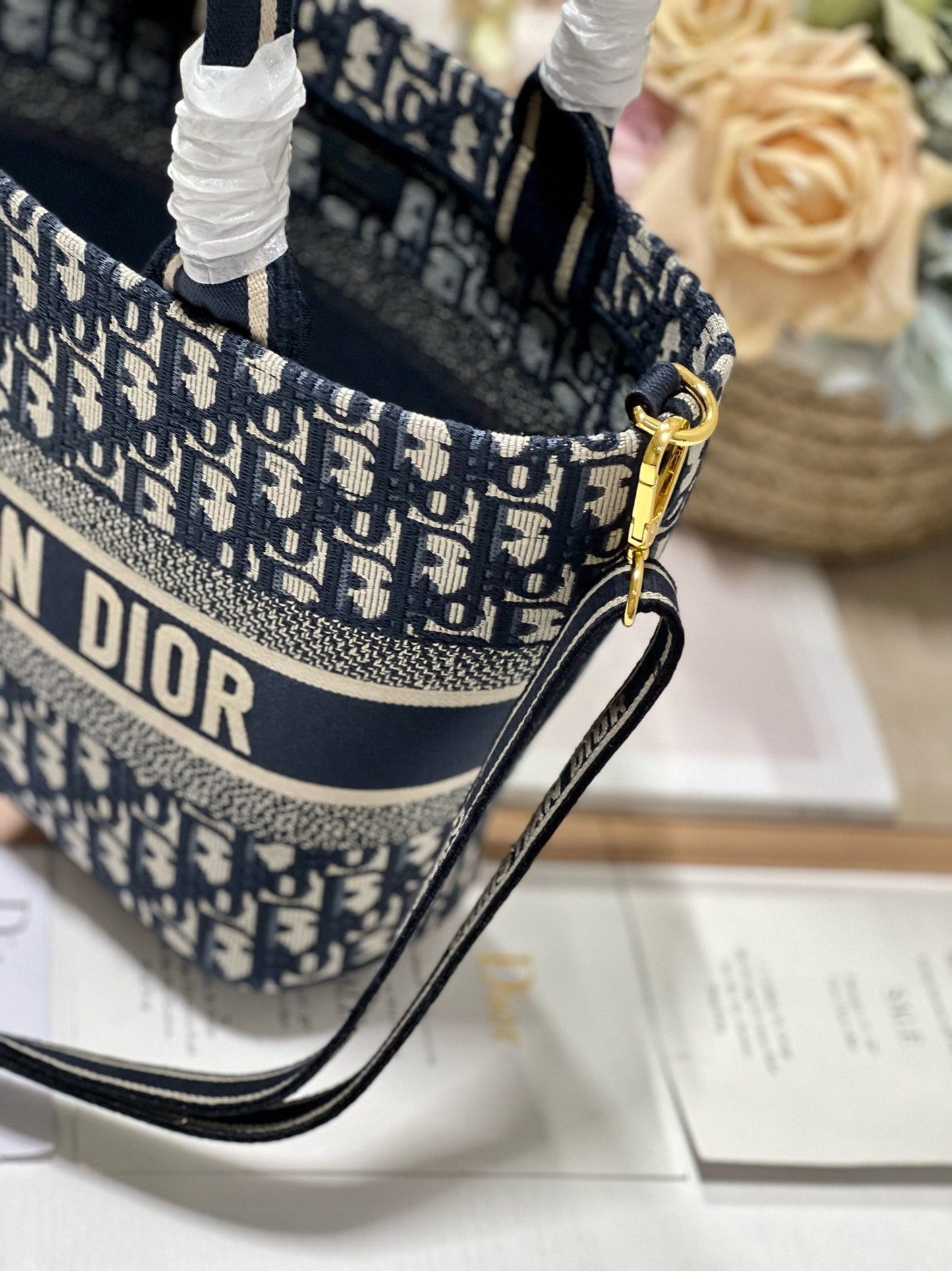 DIOR NEW BASKET BAG BLUE OBLIQUE EMBROIDERY