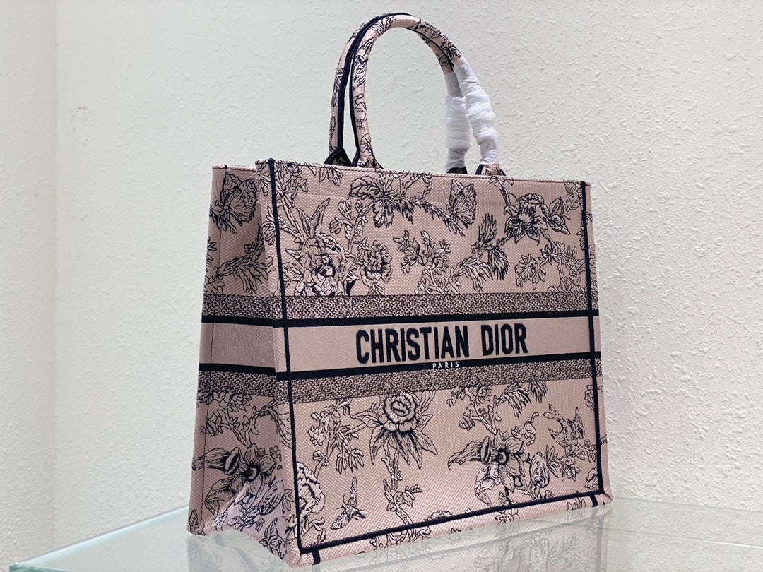 DIOR Large Book Tote 42cm Jardin Botanique Pink