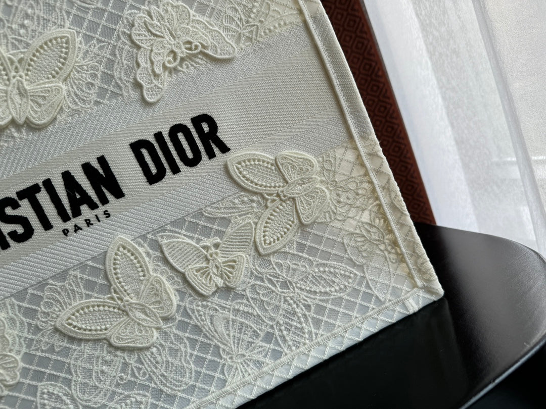 DIOR Large Book Tote 42cm Butterfly Zodiac White