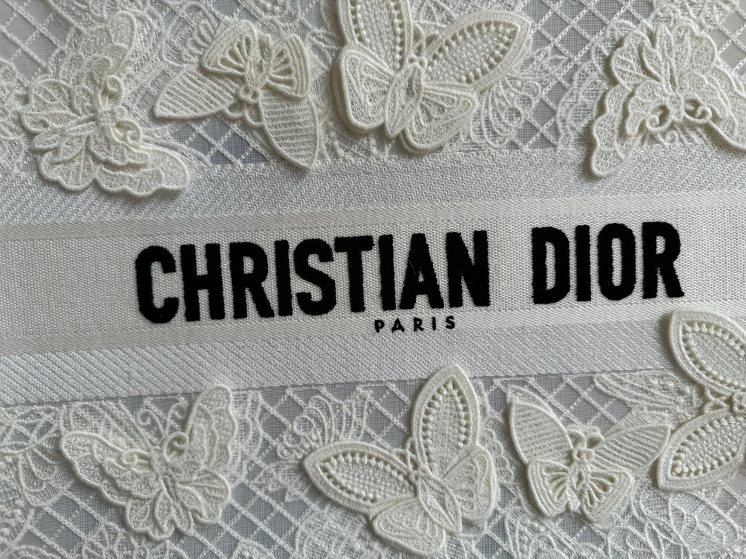 DIOR Large Book Tote 42cm Butterfly Zodiac White