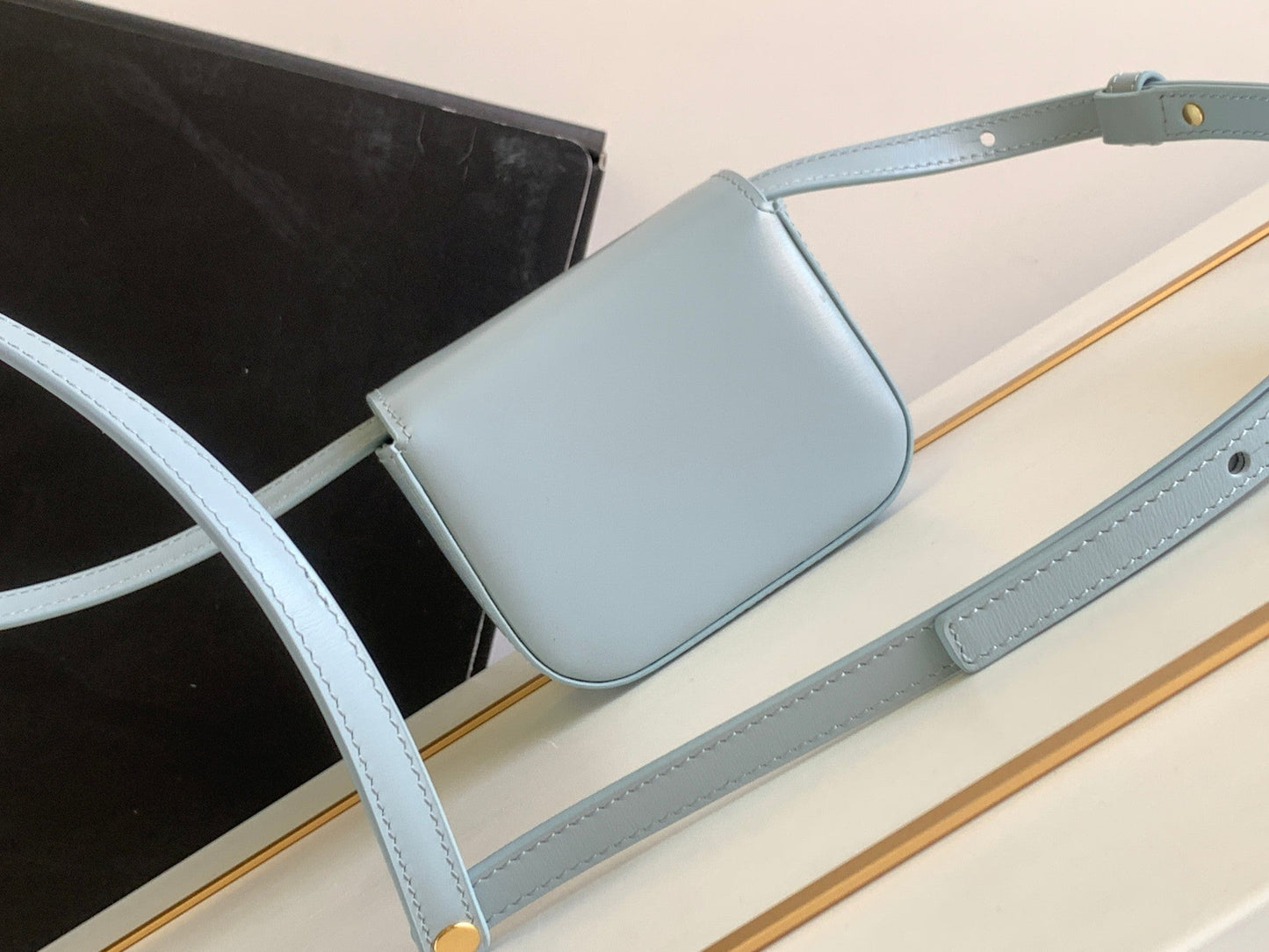 Celine TEEN TRIOMPHE 11CM LIGHT BLUE CALFSKIN