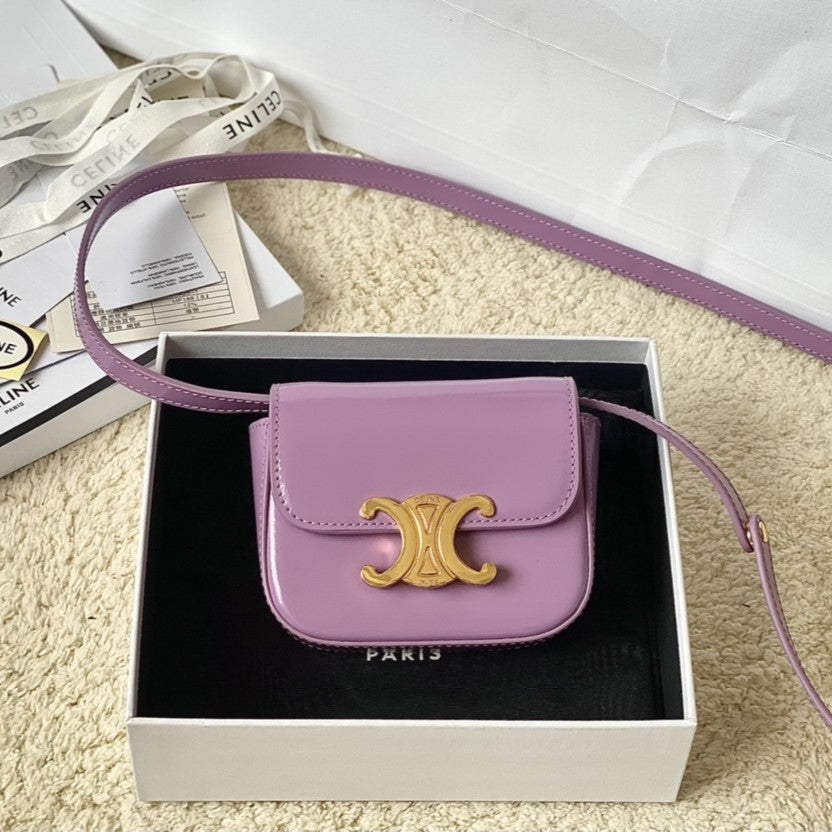 Celine TEEN TRIOMPHE 11CM PURPLE CALFSKIN