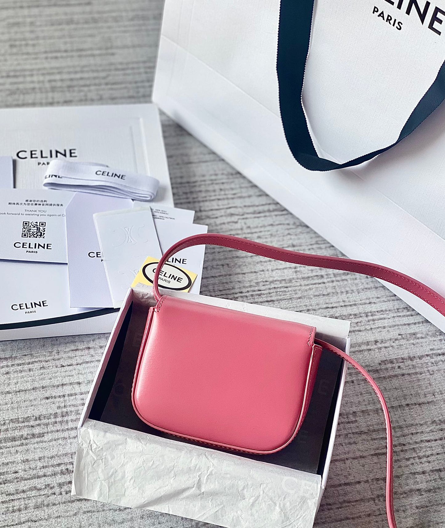 Celine TEEN TRIOMPHE 11CM PINK CALFSKIN