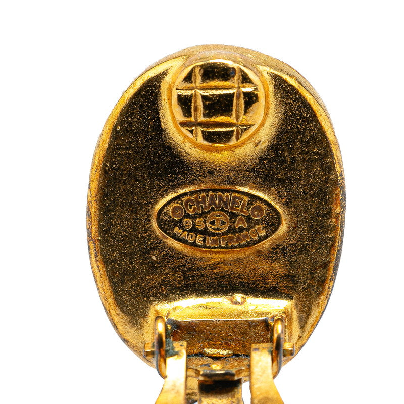 Chanel Vintage Tiger Eye Earrings Gold Brown