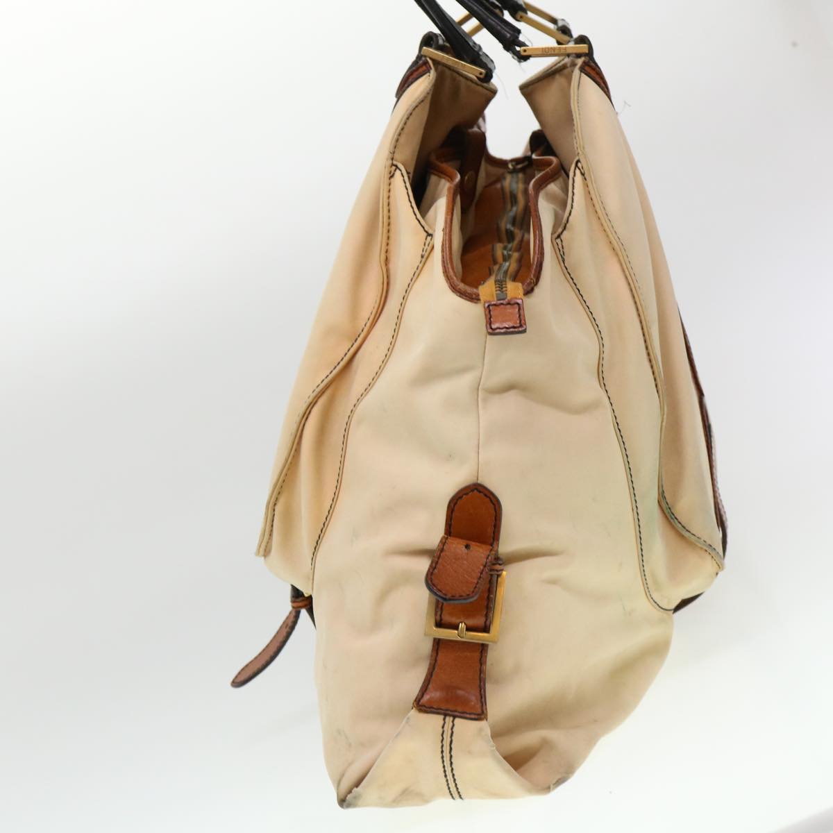 FENDI Shoulder Bag Canvas Beige yb042