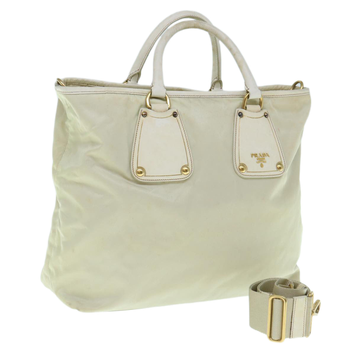 PRADA Hand Bag Nylon 2way Beige yb469