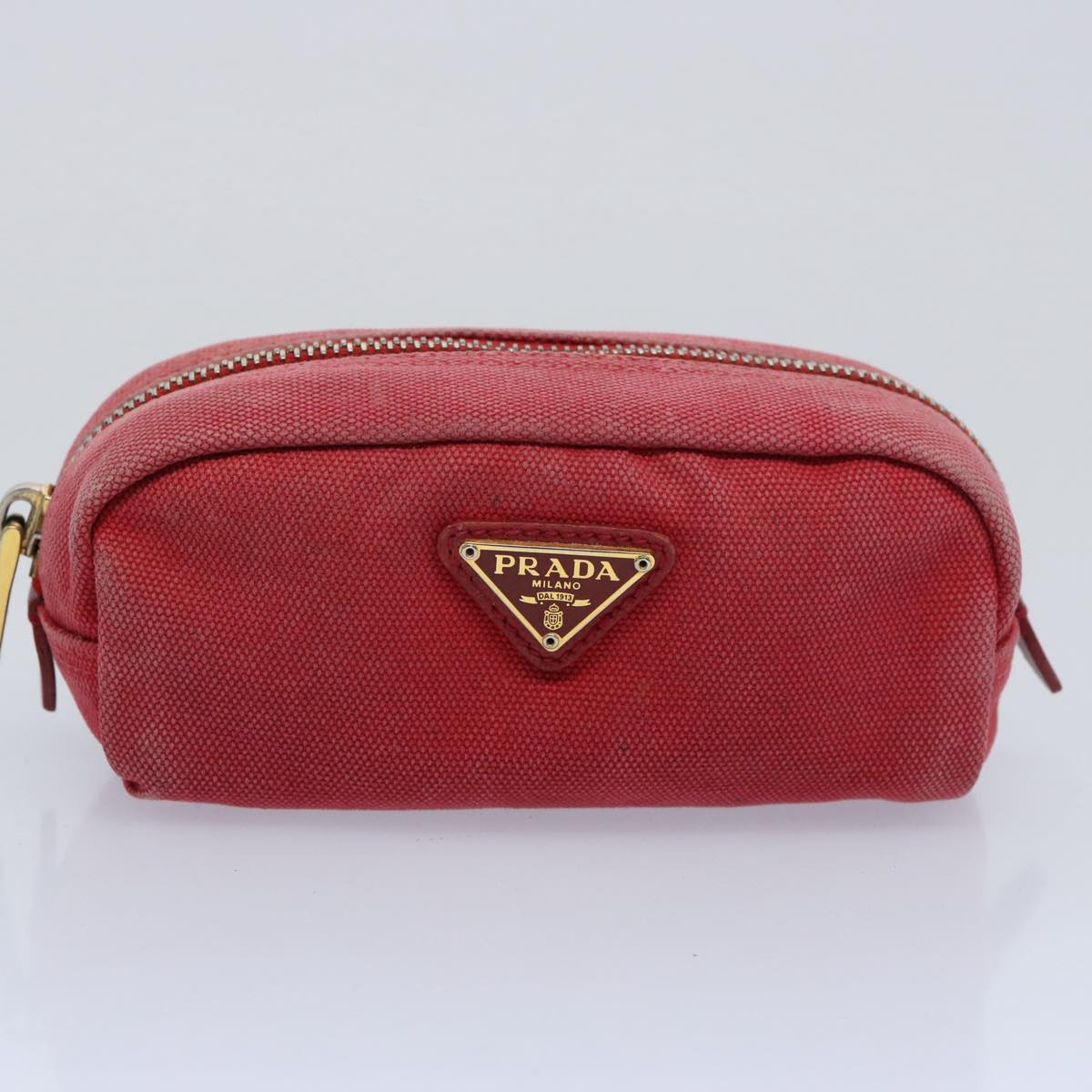 PRADA Wallet Pouch Canvas Leather 2Set Red Pink yb473