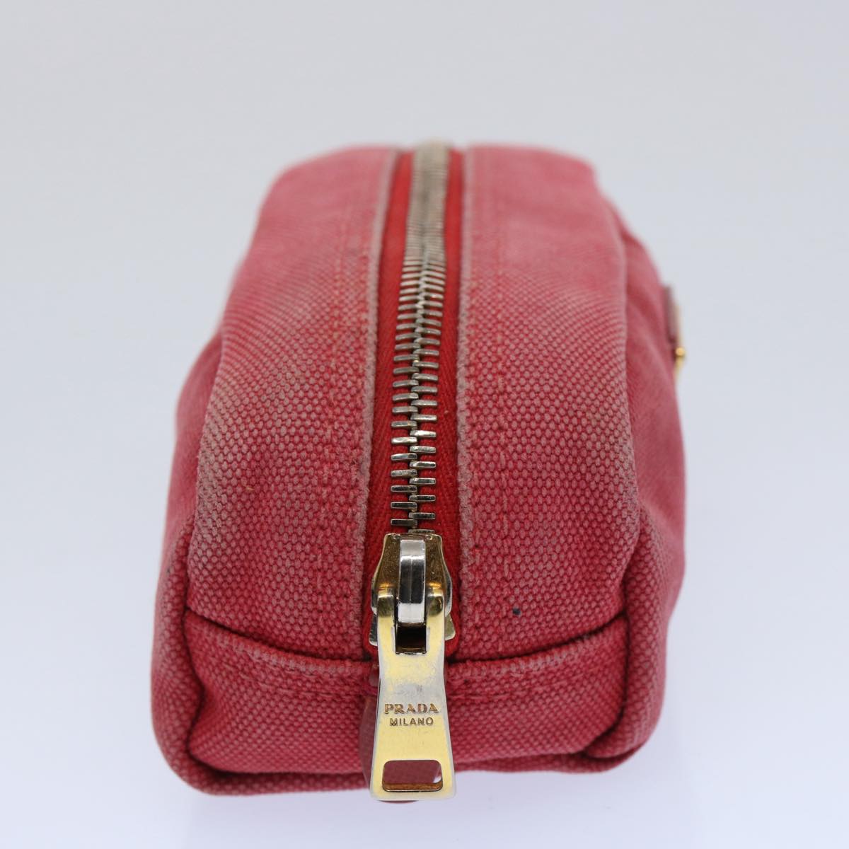 PRADA Wallet Pouch Canvas Leather 2Set Red Pink yb473