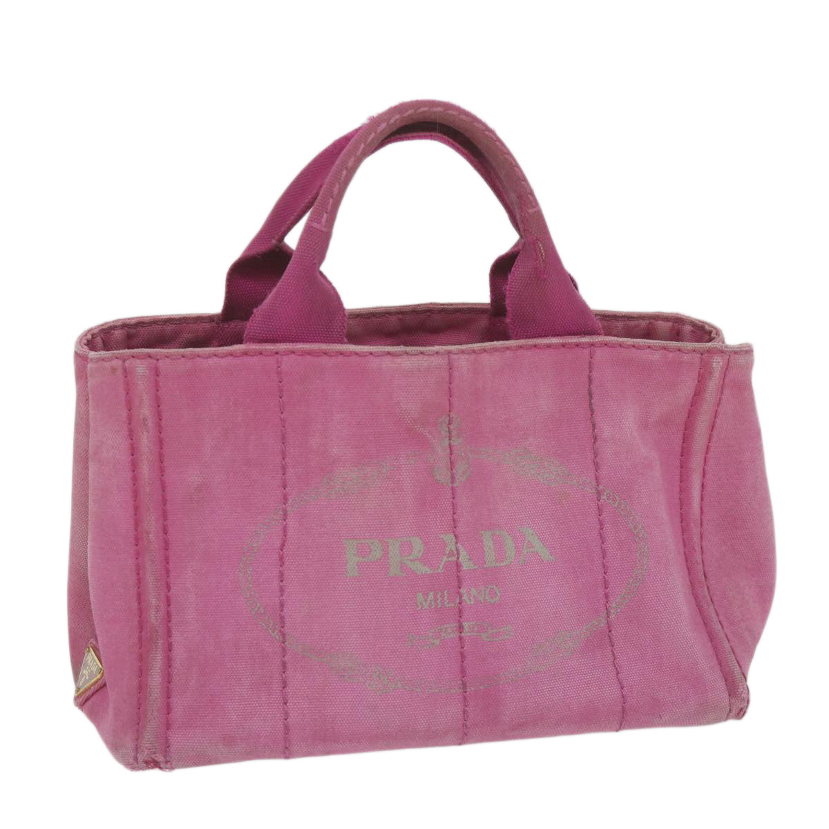 PRADA Canapa PM Hand Bag Canvas Pink yb475