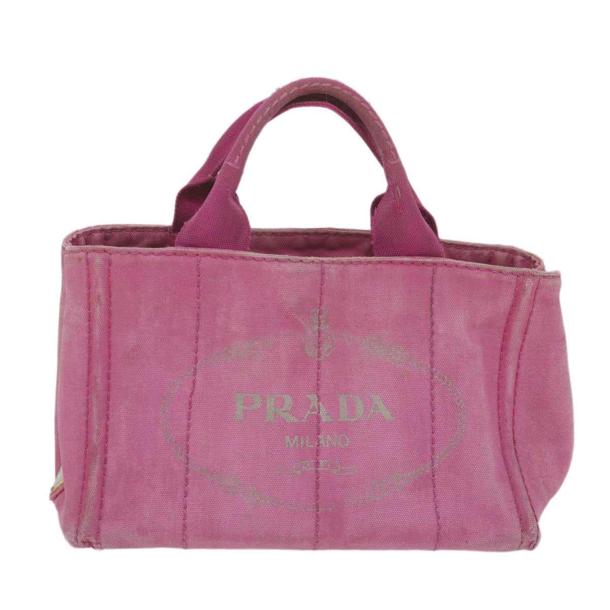 PRADA Canapa PM Hand Bag Canvas Pink yb475