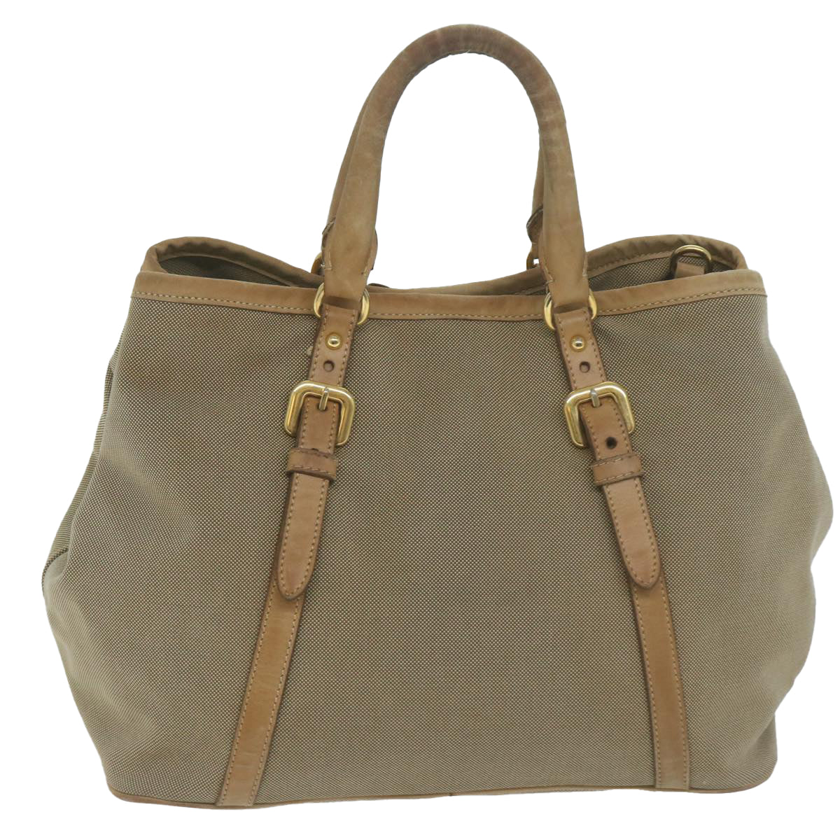 PRADA Hand Bag Canvas 2way Beige yb499