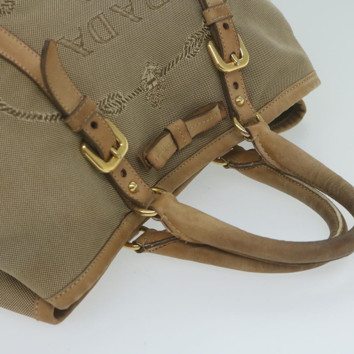 PRADA Hand Bag Canvas 2way Beige yb499