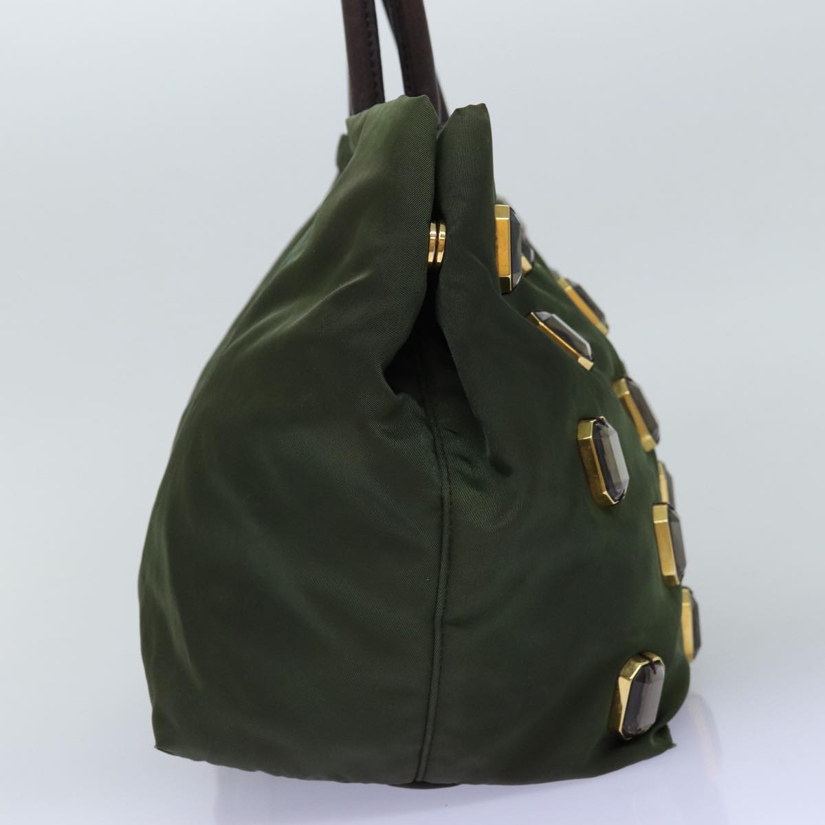 PRADA Bijoux Hand Bag Nylon Khaki yb568
