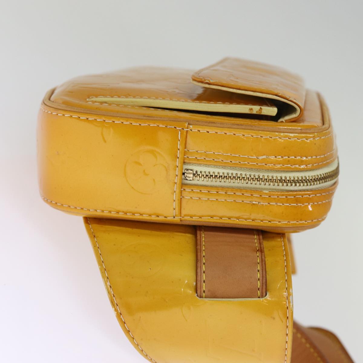 LOUIS VUITTON Monogram Vernis Fulton Waist Bag Lime Yellow M91043 LV yb574