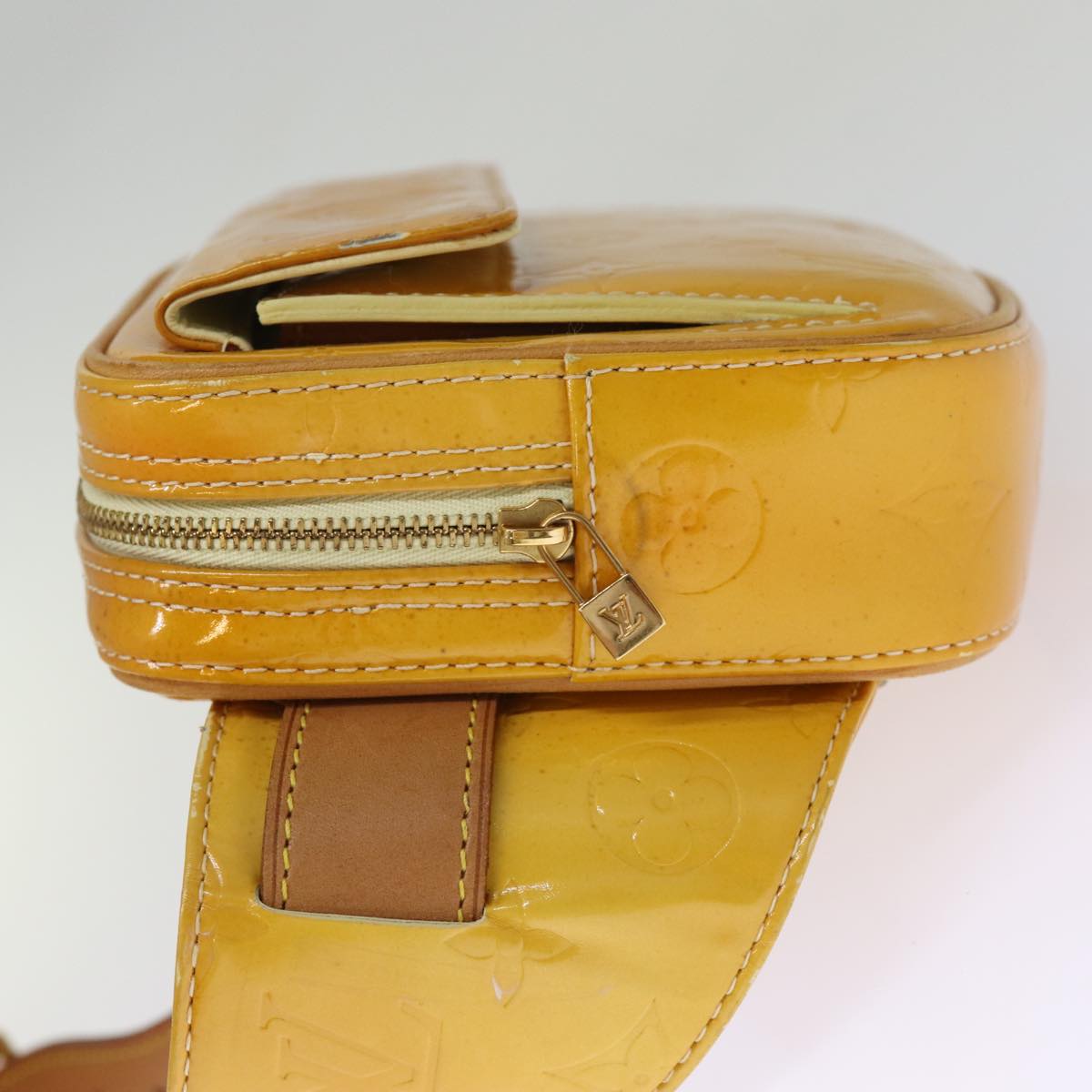 LOUIS VUITTON Monogram Vernis Fulton Waist Bag Lime Yellow M91043 LV yb574