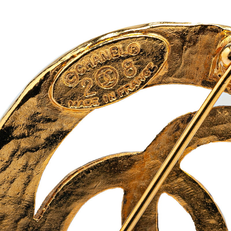 Chanel Coco Mark Round Brooch Gold Plated